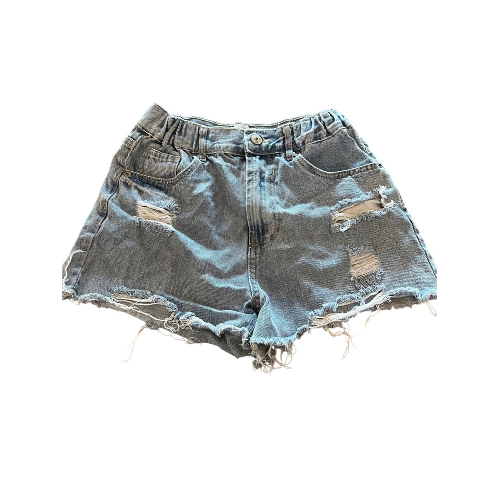 Love‎ Tree Denim Women Distressed Ripped Shorts Light Wash S Elastic Waist Edgy